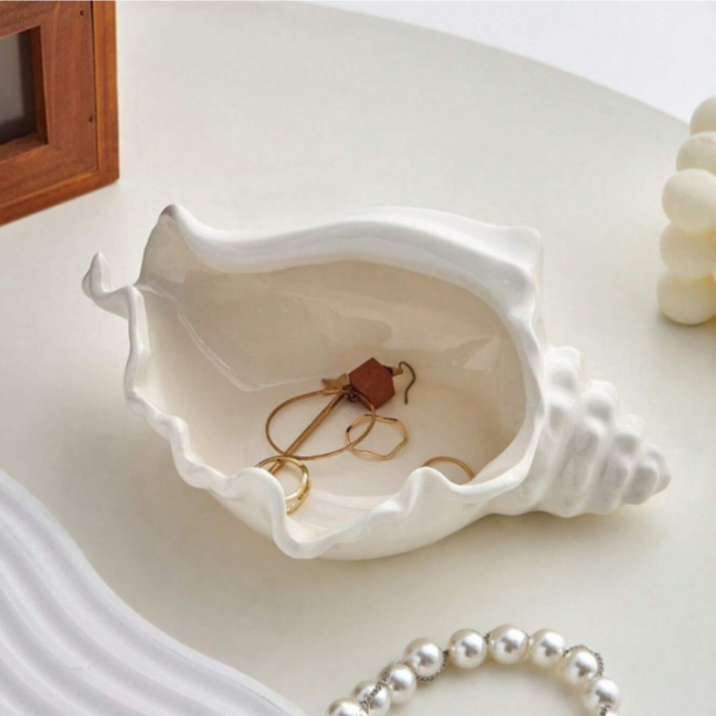 Ceramic Trinket Dish - ถาดใส่เครื่องประดับเซรามิกสไตล์นอร์ดิกสำหรับตกแต่งโต๊ะทำงาน ถาดใส่ของจุกจิกแบบมินิมอลสร้างสรรค์สำหรับวางบนชั้นวางของในบ้าน