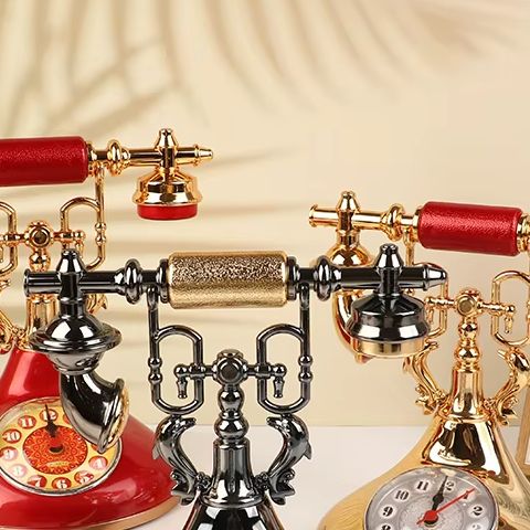 Vintage Alarm Clock - นาฬิกาปลุกแบบโทรศัพท์ย้อนยุค 1 ชิ้น ของตกแต่งโต๊ะทำงาน ของประดับตกแต่งบ้าน ห้องนอน