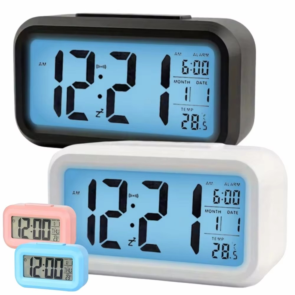 Vintage Alarm Clock - จอแสดงผล LCD นาฬิกาปลุกดิจิตอลไฟ LED ปฏิทินนาฬิกาปลุกดิจิตอลอัจฉริยะจอแสดงผลอุณหภูมิใช้แบตเตอรี่