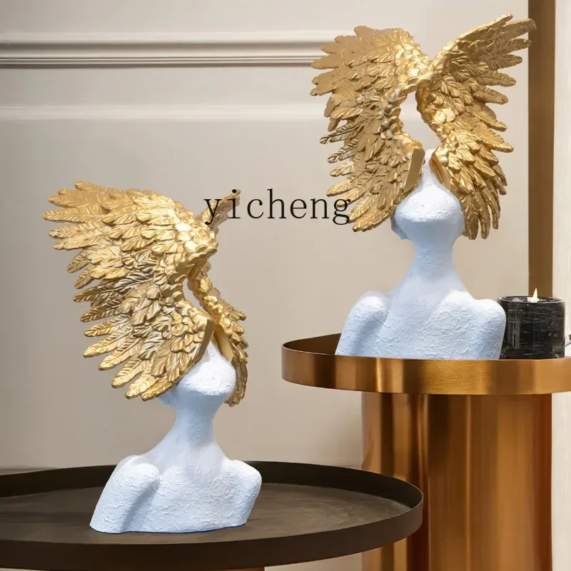 Home Decor Garden - ของตกแต่งรูปปีกนางฟ้าสไตล์โมเดิร์นเรียบหรู สำหรับห้องนั่งเล่น ทางเข้าบ้าน ของตกแต่งบ้าน ของตกแต่งสวนขนาดเล็ก
