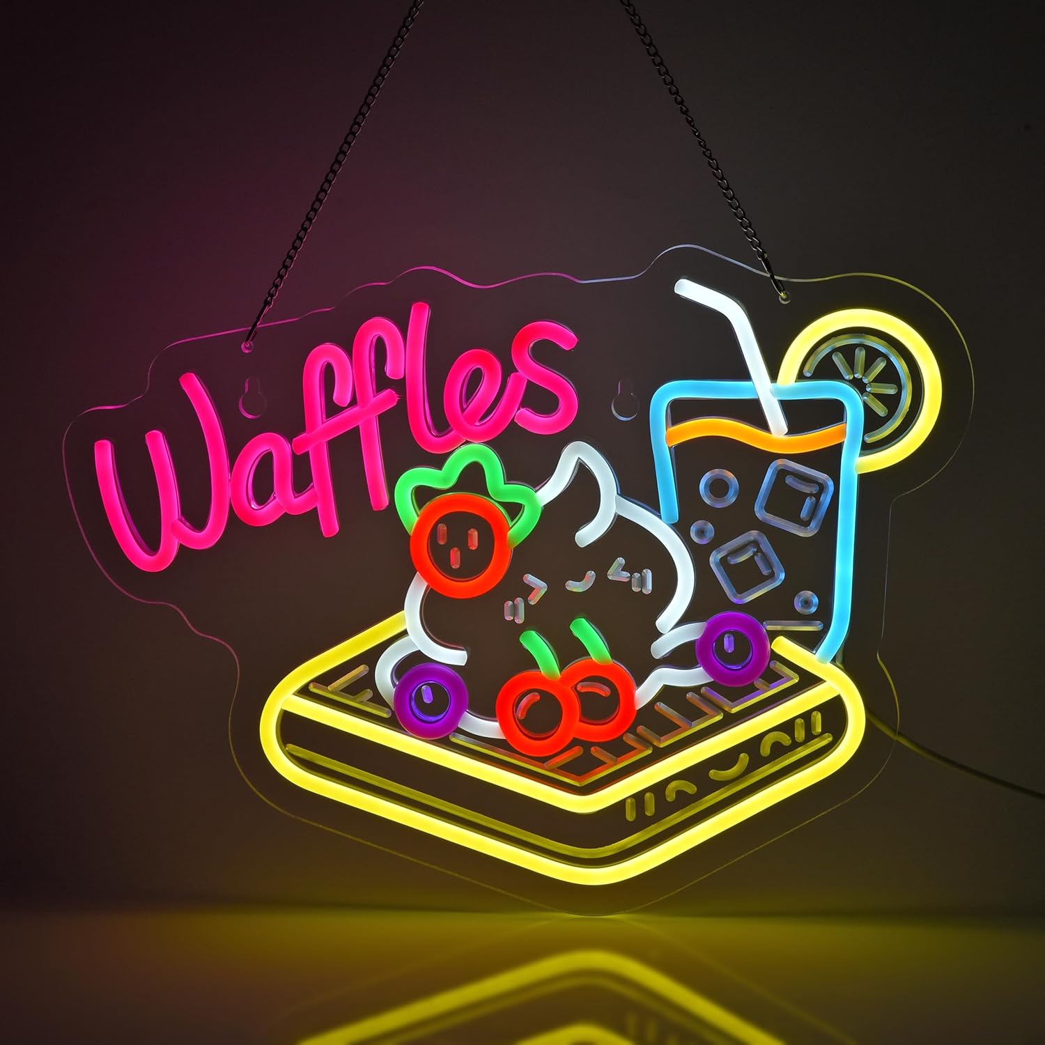 Home Decor Retail Stores - วาฟเฟิลนีออน ไฟ LED นีออนแบบ USB สำหรับร้านค้า