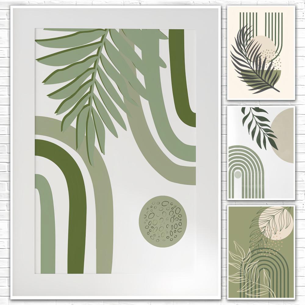 Home Decor Japandi Style - โปสเตอร์ติดผนังสีเขียวเซจ HD ศิลปะนามธรรมสไตล์มิดเซ็นจูรีโมเดิร์น จันปานดี มินิมอล ตกแต่งบ้านเหนือโซฟา