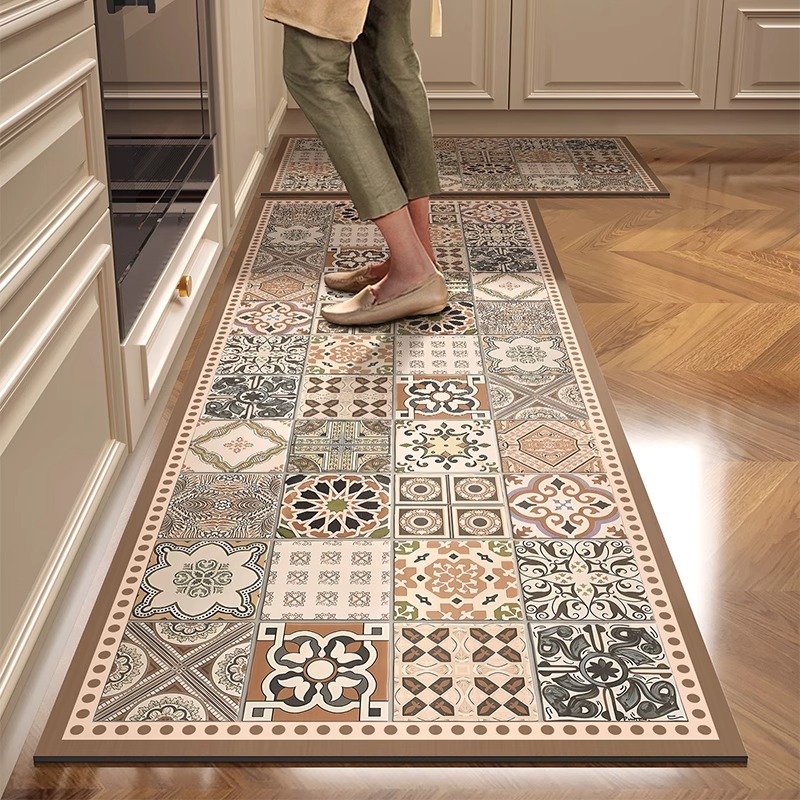 Home Decor Online Free - ห้องครัวชั้น PVC หนังเสื่อเท้ากันน้ําพรมกันน้ําพรมกันลื่น Dirt-proof พรมซักรีดพรมระเบียง