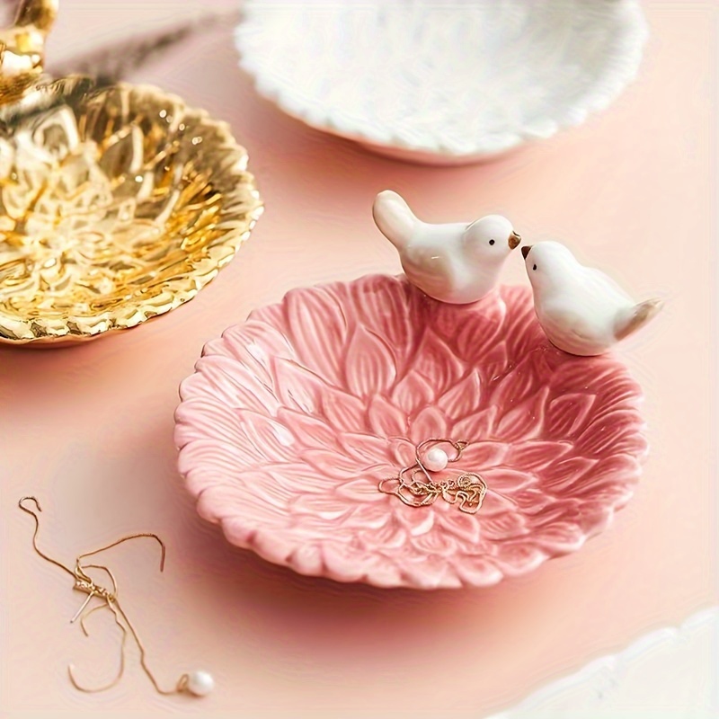 Ceramic Trinket Dish - ใหม่น่ารักนกติ่มซําถาดเซรามิคคีย์เครื่องประดับถาดชาตารางเดสก์ท็อปตกแต่งของขวัญอเนกประสงค์ Home Organizer