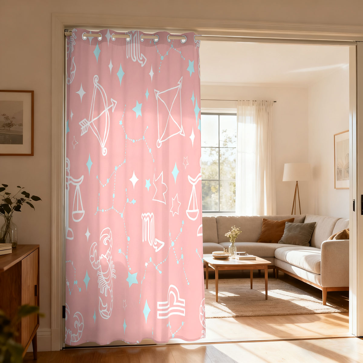 Home Decor Curtains - ผ้าม่านลายกลุ่มดาวบนท้องฟ้า 1 ชิ้น, ผ้าม่านประตูตกแต่งสำหรับห้องนั่งเล่นห้องนอน, ผ้าม่านแขวนตกแต่งบ้านทันสมัย