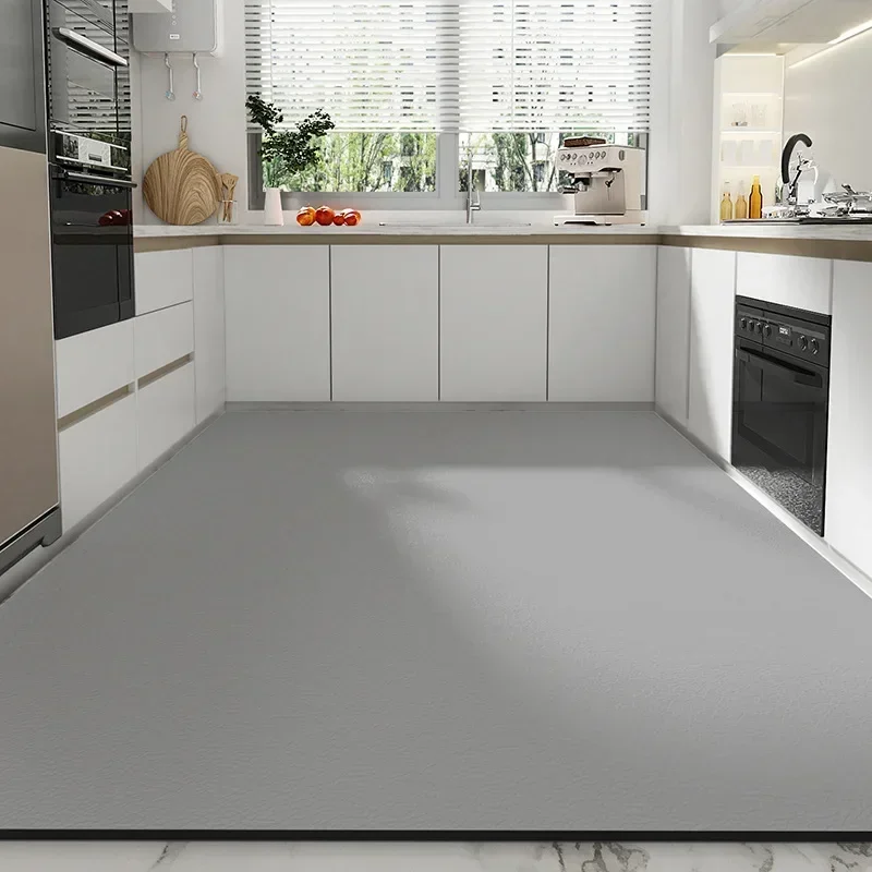 Home Decor Online Free - พรมห้องครัว, พรมปูพื้น PVC กันน้ํา, พรมหนังกันลื่น, สีทึบ,