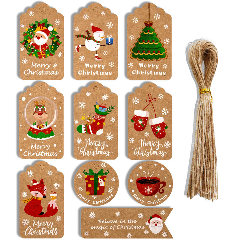 Home Decor Xmas Tree - 50pcs Merry Christmas ขอบคุณกระดาษคราฟท์หมวดหมู่ Xmas Tree