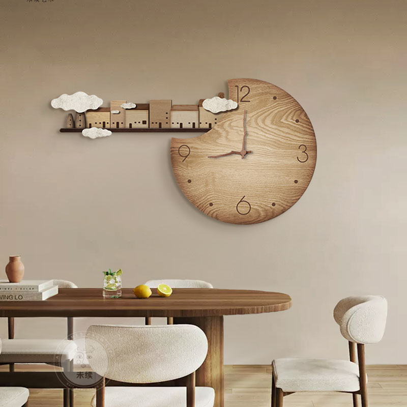 Home Decor Japandi Style - นาฬิกาแขวนผนังลายไม้สไตล์ญี่ปุ่น ดีไซน์ทันสมัย เงียบสงบ เหมาะสำหรับตกแต่งห้องนั่งเล่น ห้องรับประทานอาหาร และบ้าน