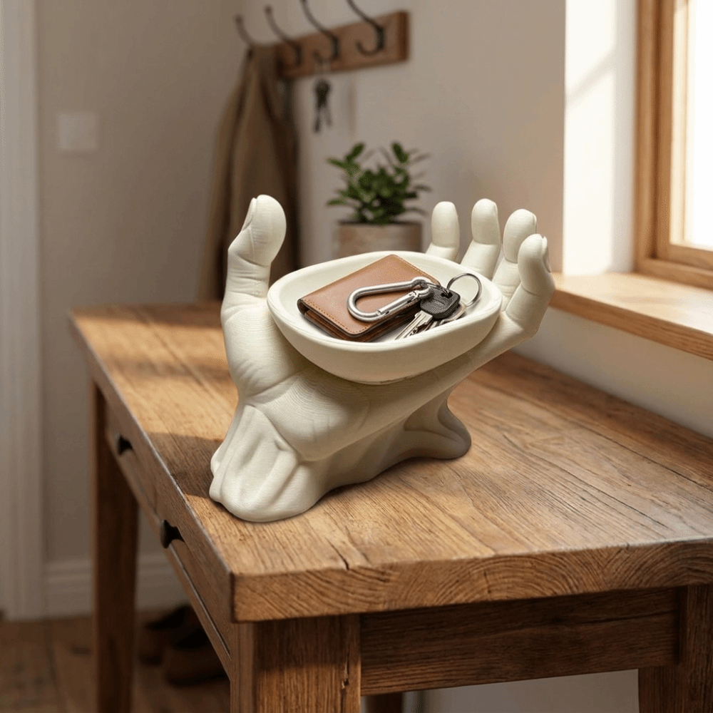 Ceramic Trinket Dish - ถาดเก็บกุญแจ ถาดเก็บเครื่องประดับรูปมือเปิด ถาดรูปมือพลาสติกพิมพ์ 3 มิติ ถาดรูปมืออเนกประสงค์สำหรับทางเข้าบ้าน