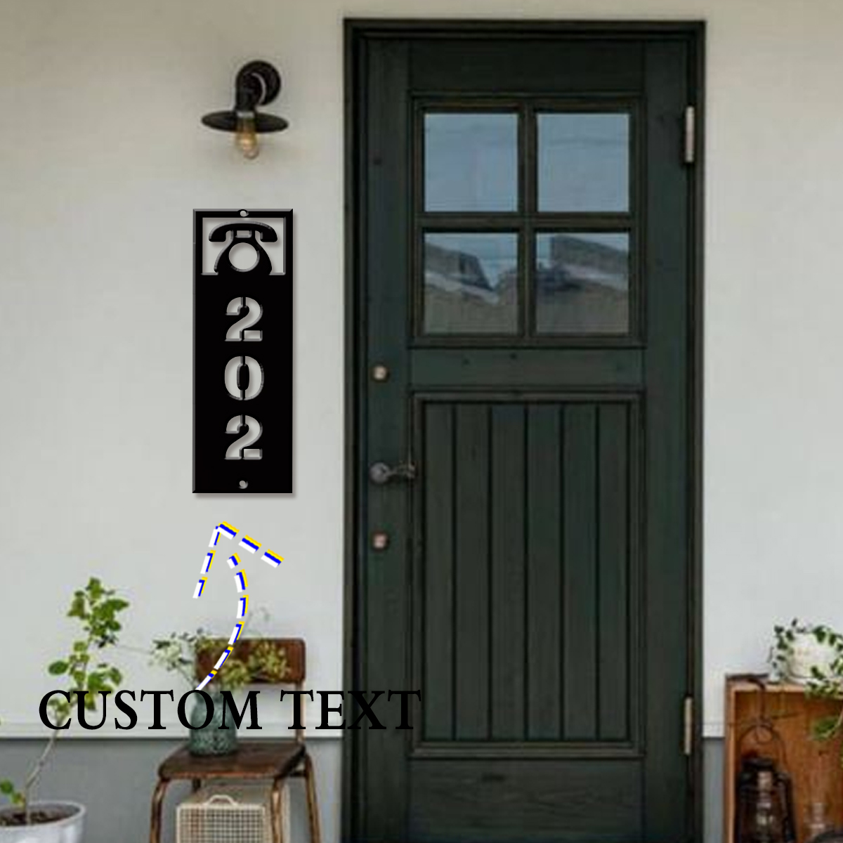 Home Decor Garden - ป้ายเลขที่บ้านโลหะแบบโมเดิร์นสั่งทำได้ 1 ชิ้น เหมาะสำหรับตกแต่งบ้าน ห้อง สวน