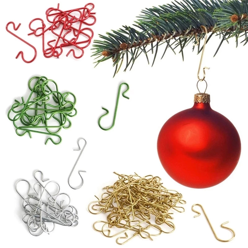 Home Decor Xmas Tree - 50 ชิ้นเครื่องประดับคริสต์มาสตะขอ Xmas Tree Decor ตะขอแขวนสแตนเลส