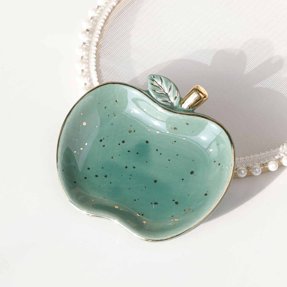 Ceramic Trinket Dish - ถาดใส่จิวเวลรี่เซรามิกถาดใส่ Apple ขนาดเล็กถาดกุญแจสำหรับผู้หญิงที่ใส่แหวนจานเครื่องประดับน่ารักของตกแต่งห้องของขวัญวันเกิด
