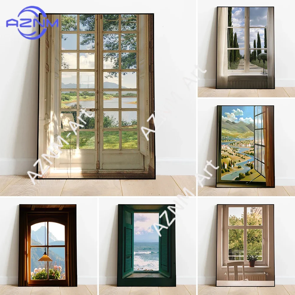 Home Decor Green - วิวทิวทัศน์สีเขียว วินโดวส์ วอลล์ อาร์ต โปสเตอร์ ธรรมชาติ