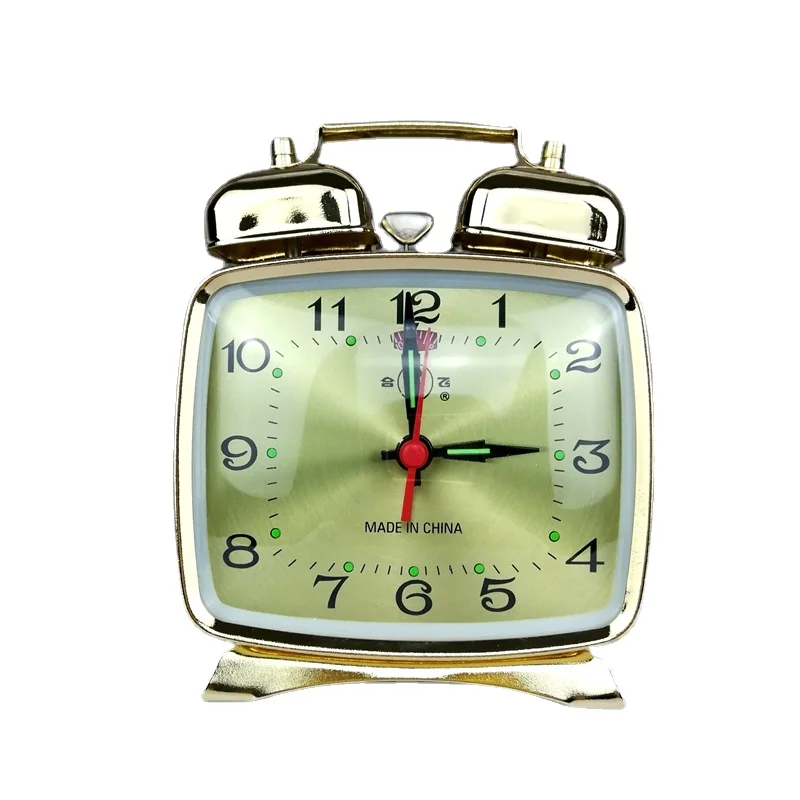 Vintage Alarm Clock - โลหะนาฬิกาปลุก Mechanical Clockwork Vintage ข้างเตียงตารางนาฬิกาเงียบนาฬิกาทอง Chick
