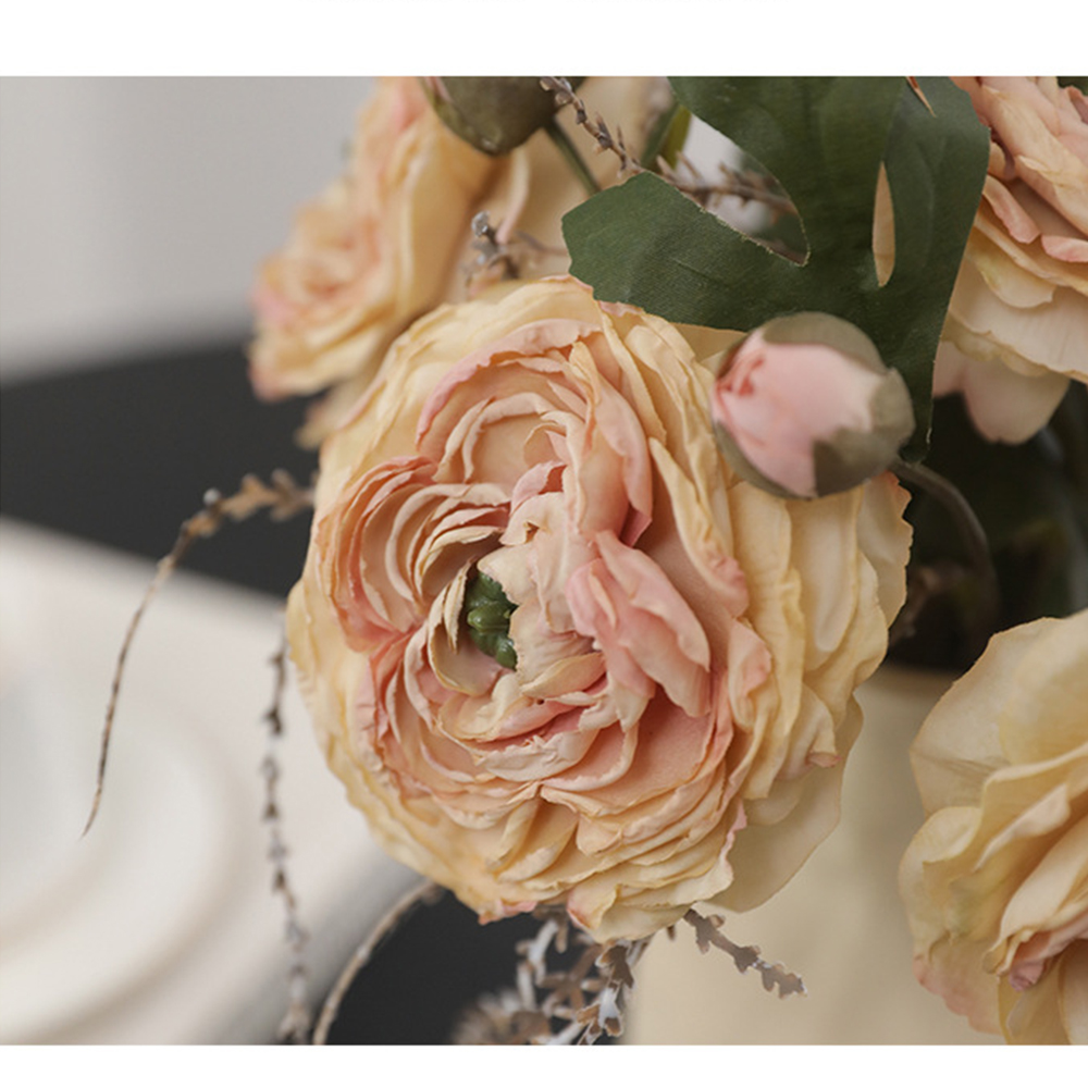 Home Decor Design Ideas - ดอกไม้ไหม ดีไซน์เหมือนจริง ดอกโบตั๋น ดอกไม้ประดิษฐ์ คุณภาพหรูหรา สำหรับตกแต่งโรงแรม