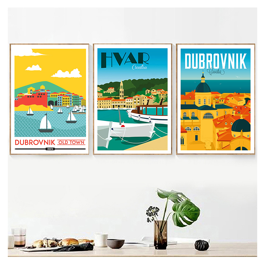 โปสเตอร์ภาพวาดผ้าใบ Kraft โปสเ - Home Decor Zagreb บทวิจารณ์และราคา