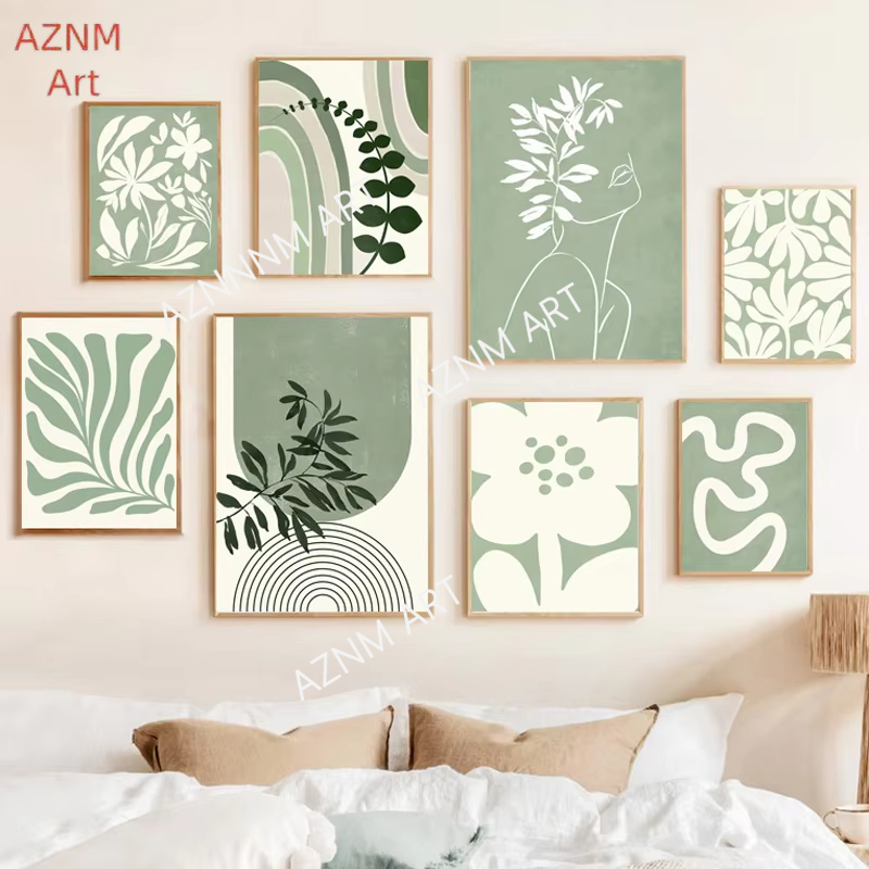 ภาพพิมพ์บนผ้าใบลายใบไม้สีรุ้งส - Home Decor Green บทวิจารณ์และราคา