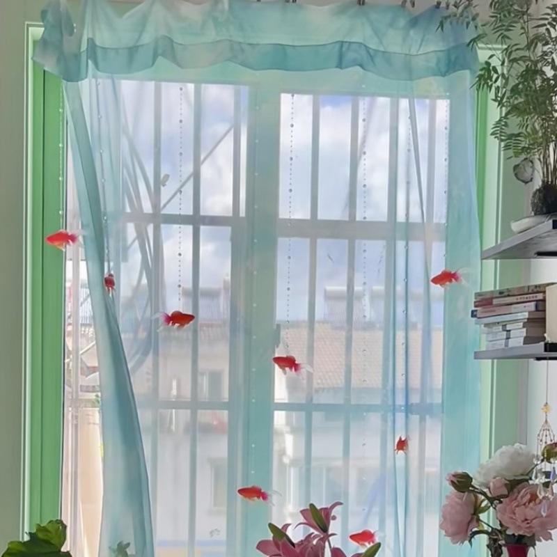 ผ้าม่านหน้าต่างโปร่งแสงสีฟ้าอ่ - Home Decor Wall Panels บทวิจารณ์และราคา
