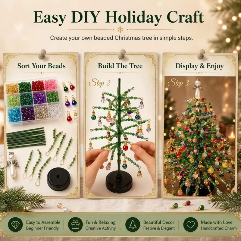 ชุดทำต้นคริสต์มาสประดับลูกปัด  - Home Decor Xmas Tree บทวิจารณ์และราคา