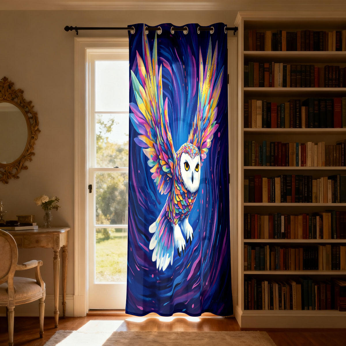 ผ้าม่านลายพิมพ์นกฮูกบินกลางท้อ - Home Decor Curtains บทวิจารณ์และราคา