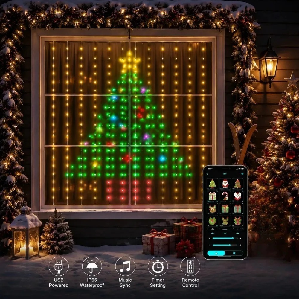 ไฟม่าน LED พิกเซล ควบคุมผ่านแอ - Home Decor Curtains บทวิจารณ์และราคา