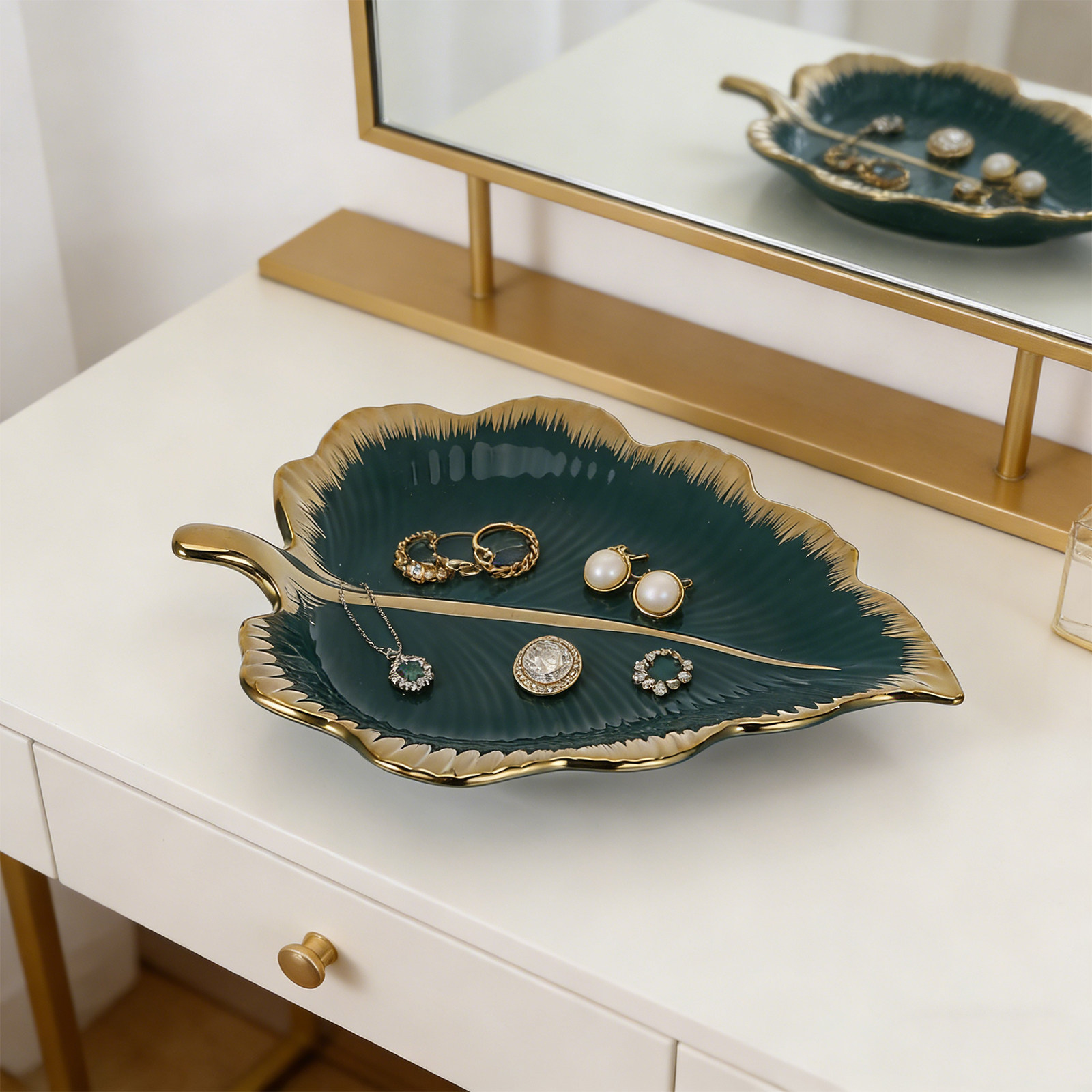 ถาดเซรามิกรูปใบไม้สีเขียว สำหร - Ceramic Trinket Dish บทวิจารณ์และราคา