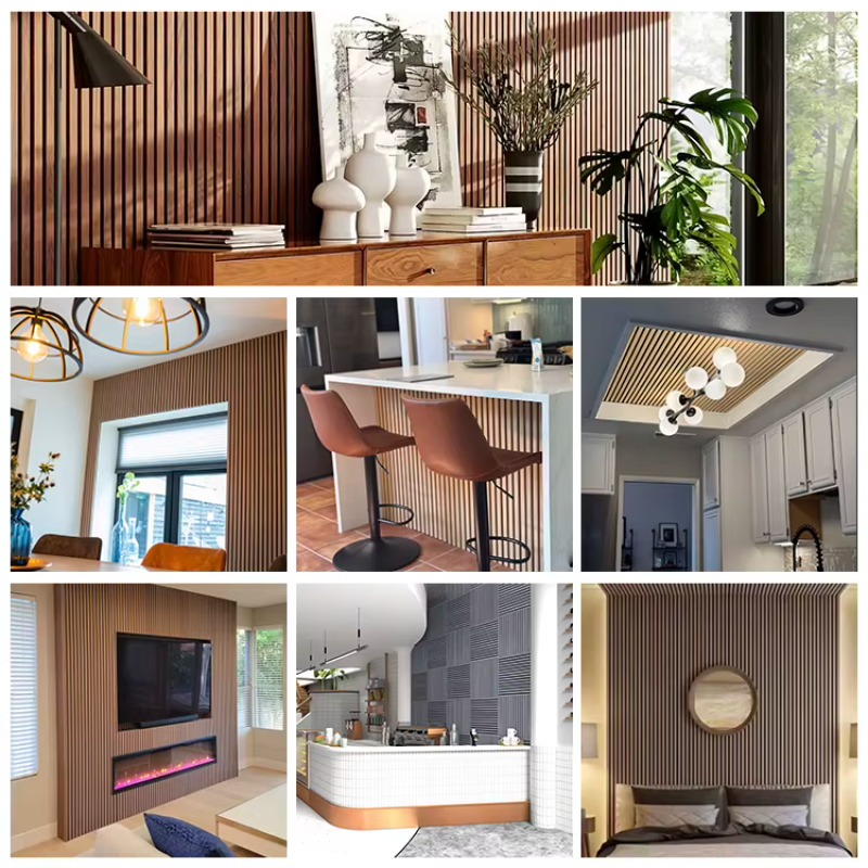 แผ่นฝ้าเพดานอะคูสติกไม้แบบมีร่ - Home Decor Wall Panels บทวิจารณ์และราคา
