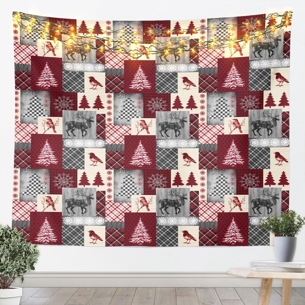 ผ้าแขวนผนังลายคริสต์มาส ซานตาค - Home Decor Xmas Tree บทวิจารณ์และราคา