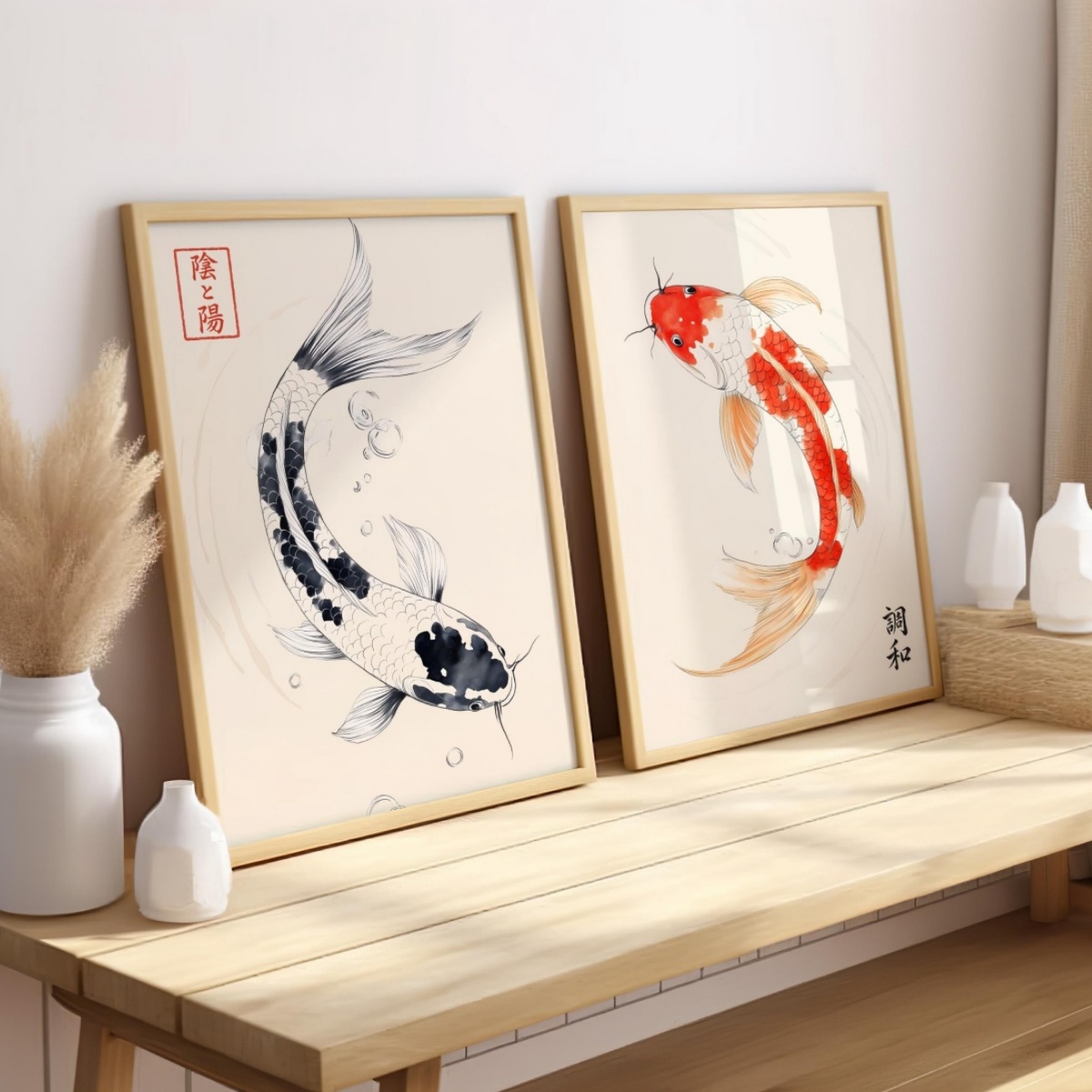 2 ชิ้น/ชุด ภาพพิมพ์บนผ้าใบลายป - Home Decor Japandi Style บทวิจารณ์และราคา