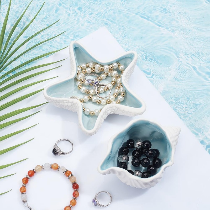 ถาดเครื่องประดับเซรามิก2ชิ้นถา - Ceramic Trinket Dish บทวิจารณ์และราคา