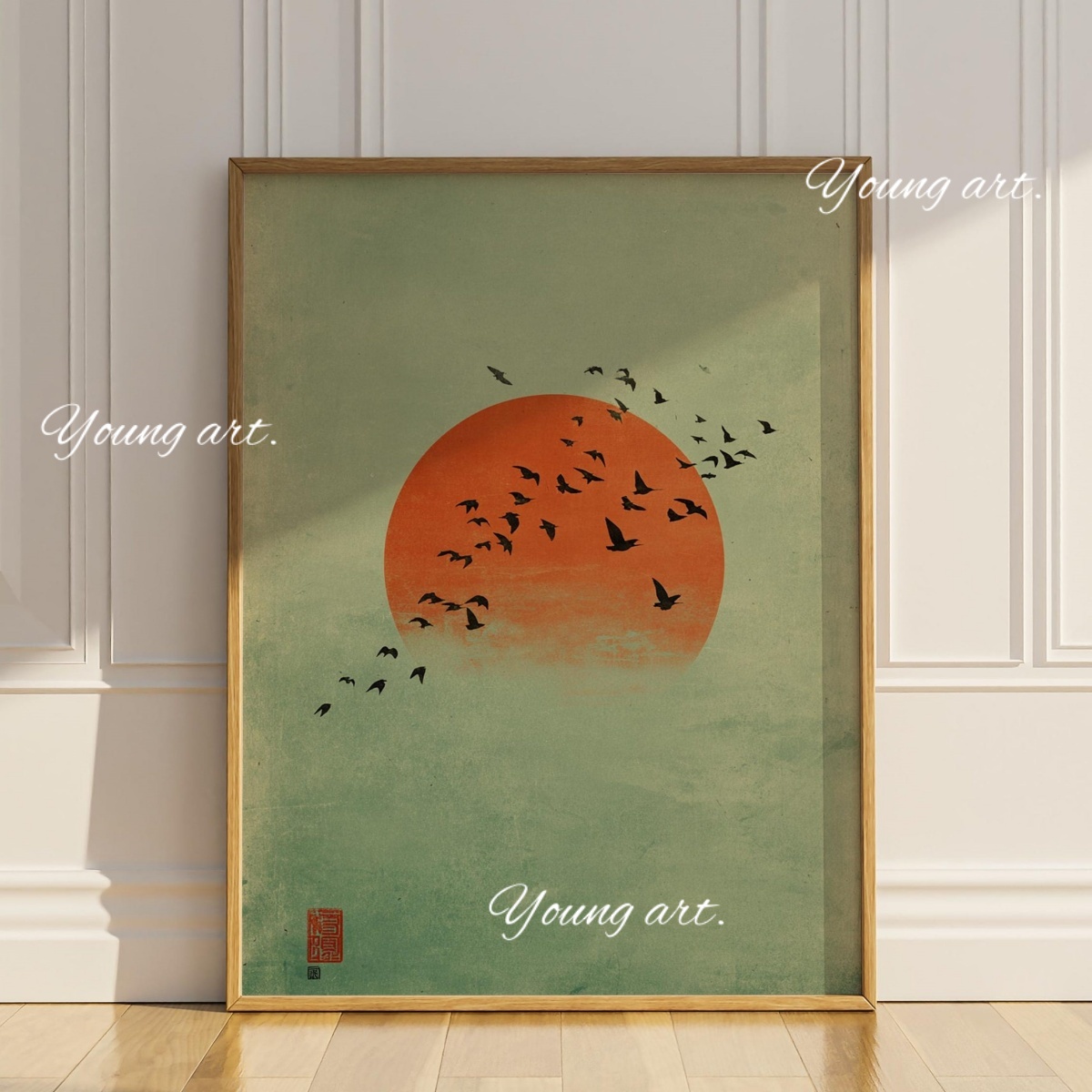ภาพพิมพ์บนผ้าใบลายพระอาทิตย์ขึ - Home Decor Japandi Style บทวิจารณ์และราคา