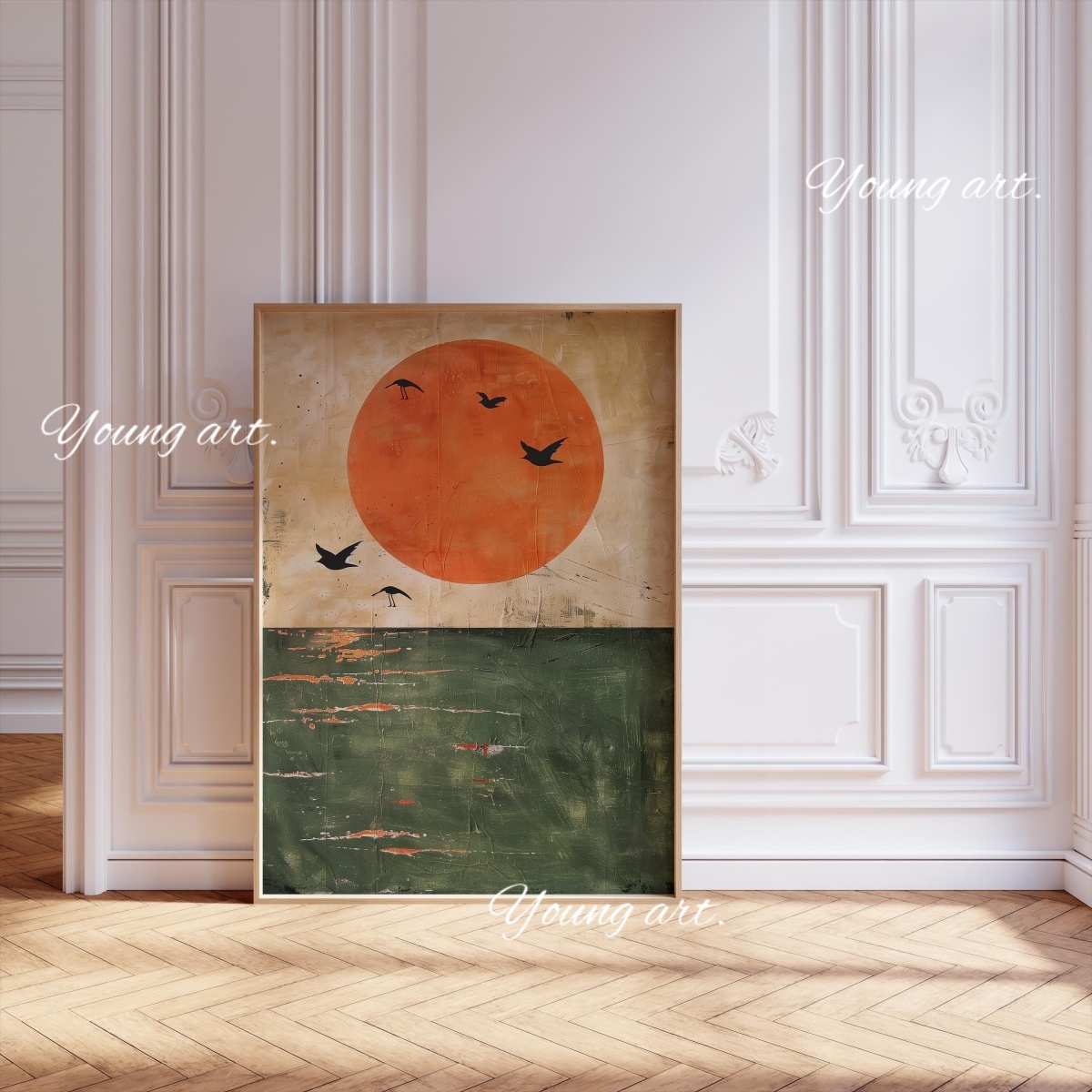 ภาพพิมพ์บนผ้าใบลายพระอาทิตย์ขึ - Home Decor Japandi Style บทวิจารณ์และราคา
