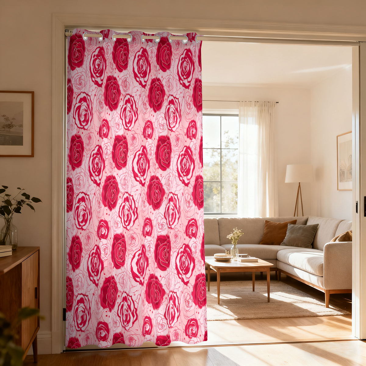 ผ้าม่านวงกลมเดี่ยวสีชมพูพื้นเข - Home Decor Curtains บทวิจารณ์และราคา