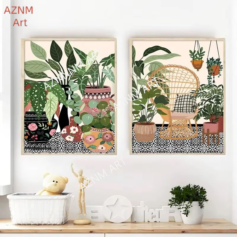 ภาพวาดศิลปะติดผนังสมัยใหม่ ภาพ - Home Decor Green บทวิจารณ์และราคา
