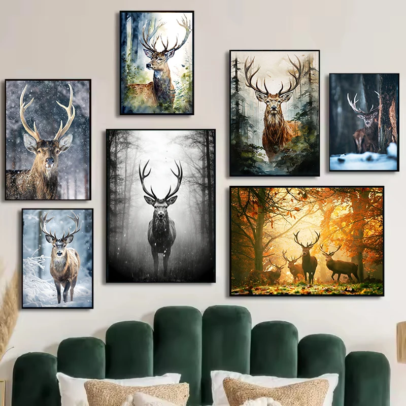 ภาพพิมพ์โปสเตอร์กวางสัตว์ป่าน่ - Home Decor Lovely Home บทวิจารณ์และราคา