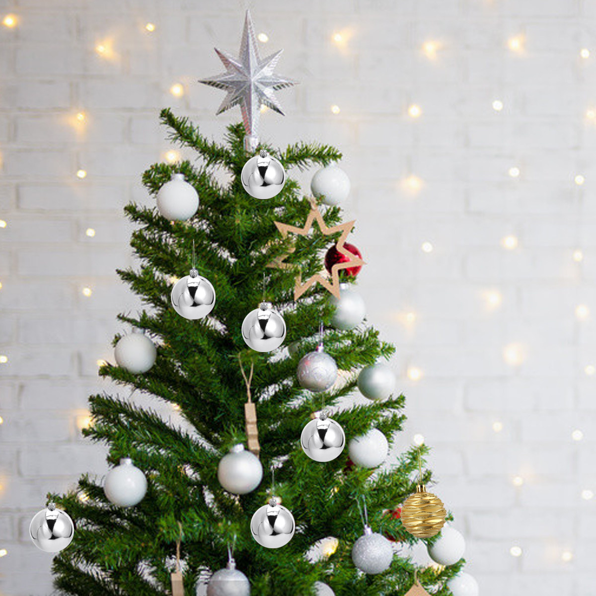 ลูกบอลตกแต่งชุบโครเมียม 12 ชิ้ - Home Decor Xmas Tree บทวิจารณ์และราคา