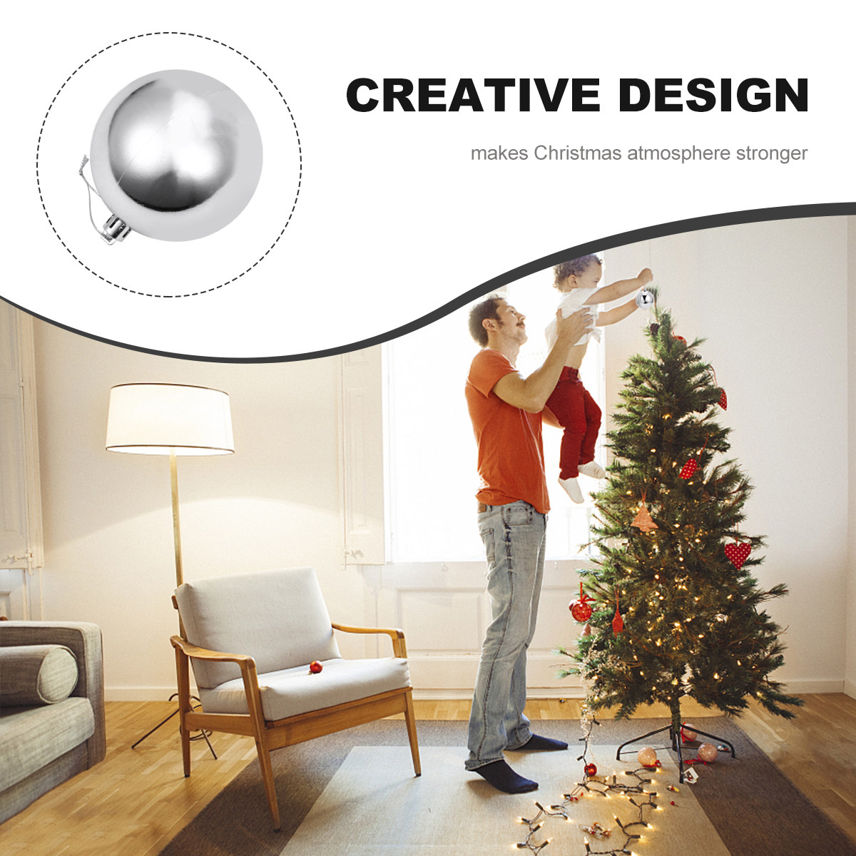 ลูกบอลตกแต่งชุบโครเมียม 12 ชิ้ - Home Decor Xmas Tree บทวิจารณ์และราคา