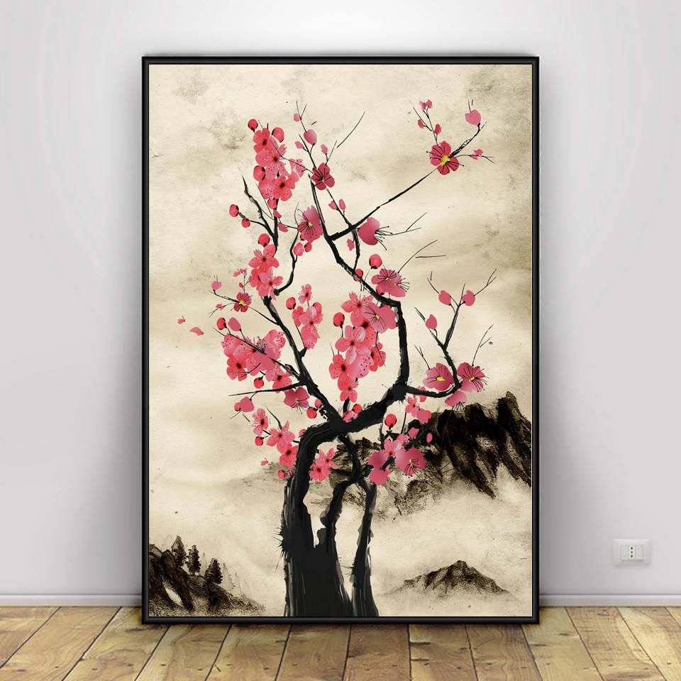 ภาพพิมพ์บนผ้าใบลายซามูไร ซากุร - Home Decor Mirror บทวิจารณ์และราคา
