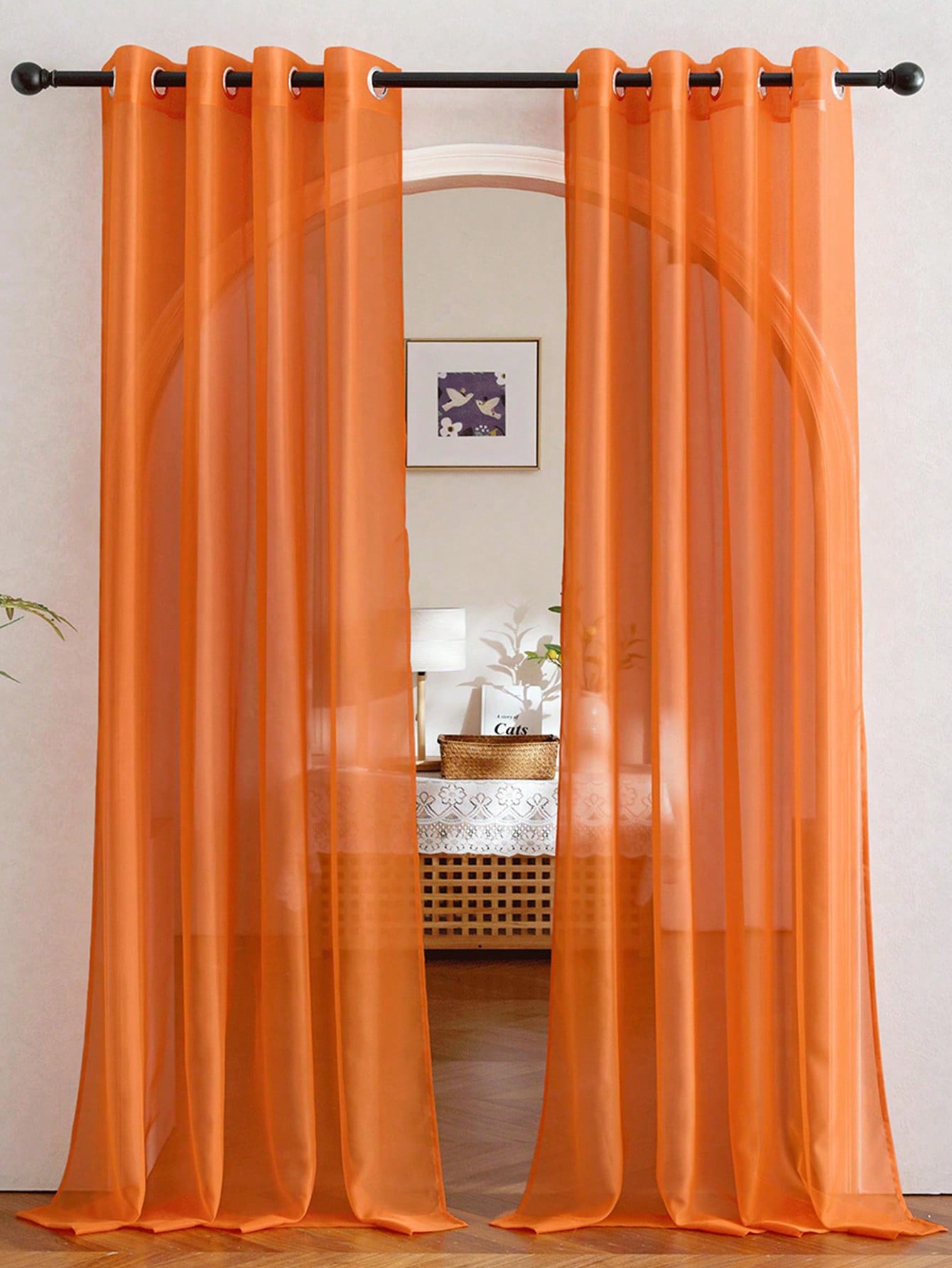 ม่านโปร่งแสงสีส้มแบบออร์แกนซ่า - Home Decor Curtains บทวิจารณ์และราคา