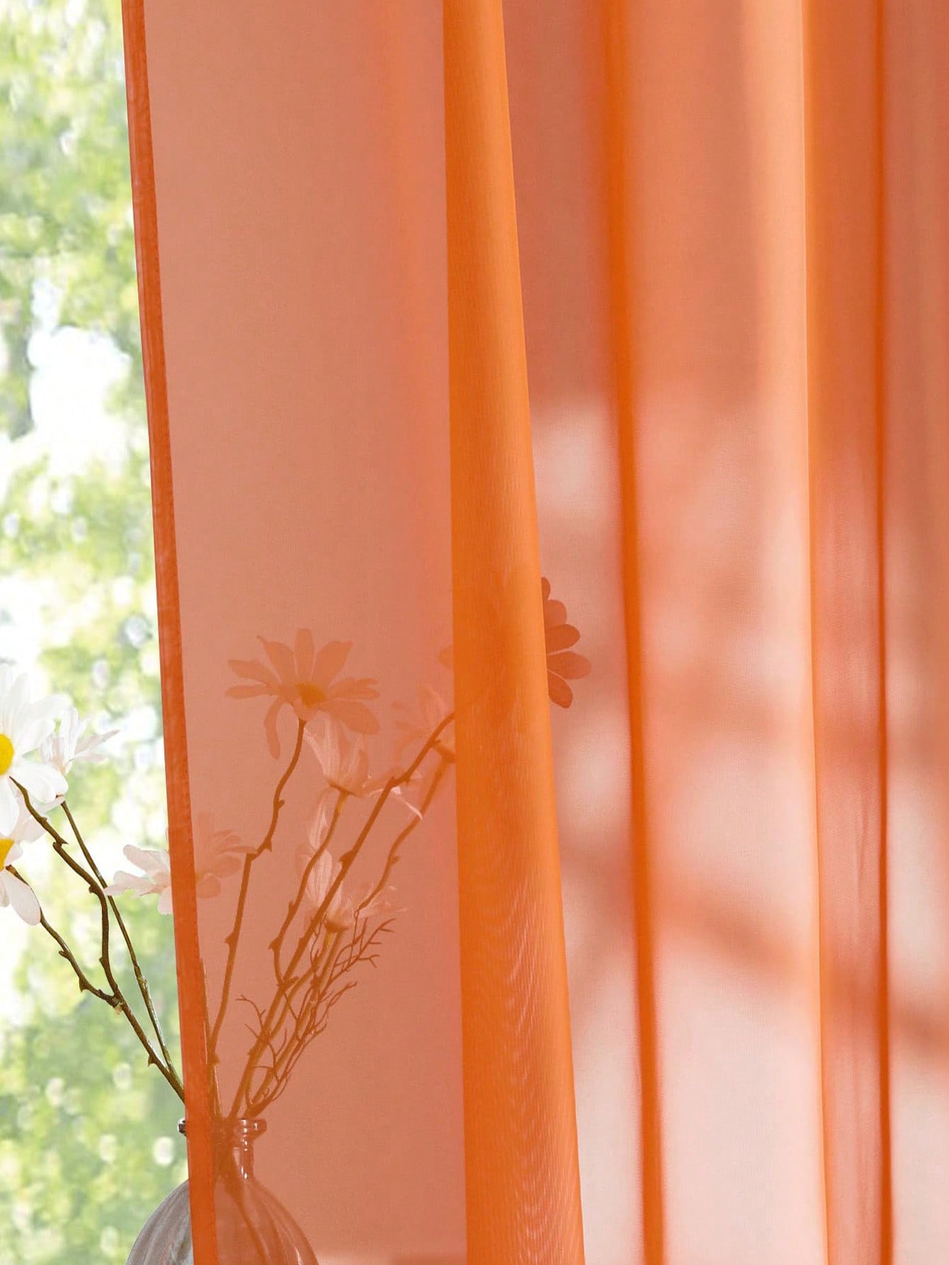 ม่านโปร่งแสงสีส้มแบบออร์แกนซ่า - Home Decor Curtains บทวิจารณ์และราคา
