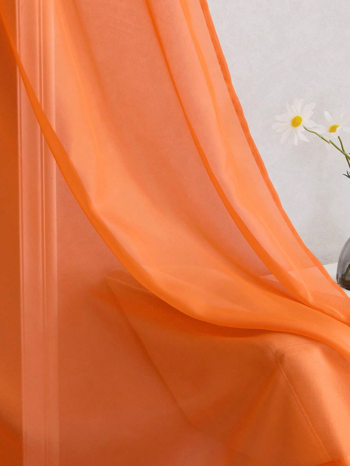 ม่านโปร่งแสงสีส้มแบบออร์แกนซ่า - Home Decor Curtains บทวิจารณ์และราคา