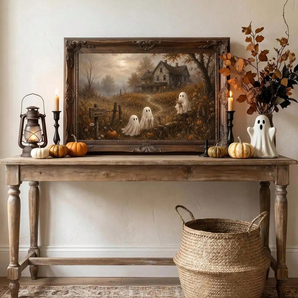 ภาพวาดบนผ้าใบกรอบรูปฮาโลวีน ลา - Home Decor Mirror บทวิจารณ์และราคา