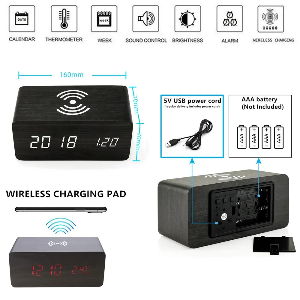 นาฬิกาปลุก LED ดิจิตอลไม้ USB/ - Vintage Alarm Clock บทวิจารณ์และราคา