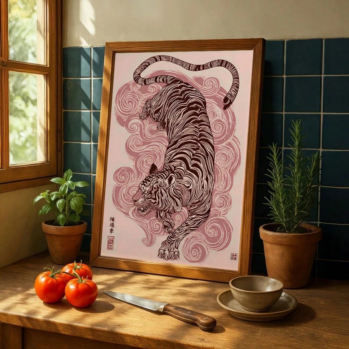 โปสเตอร์ผ้าแคนวาสลายเสือญี่ปุ่ - Home Decor Japandi Style บทวิจารณ์และราคา