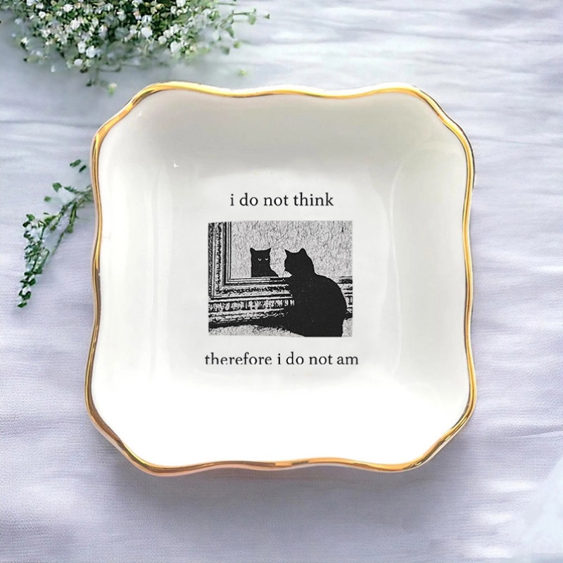 ถาดใส่แหวนแต่งงานลายแมวตลก 1 ช - Ceramic Trinket Dish บทวิจารณ์และราคา