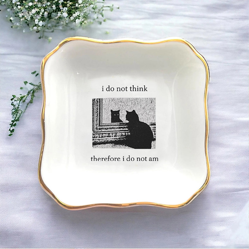 ถาดใส่แหวนแต่งงานลายแมวตลก 1 ช - Ceramic Trinket Dish บทวิจารณ์และราคา