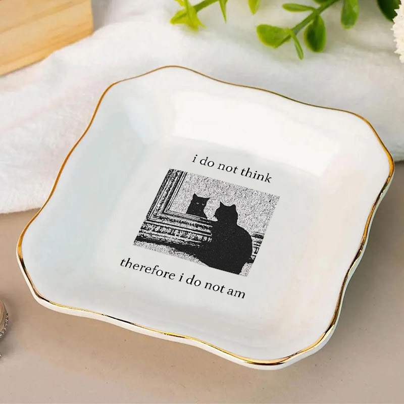ถาดใส่แหวนแต่งงานลายแมวตลก 1 ช - Ceramic Trinket Dish บทวิจารณ์และราคา