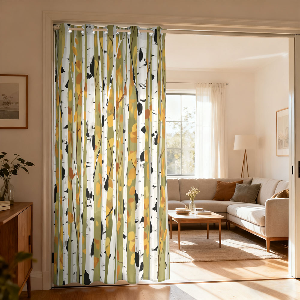 ผ้าม่านลายป่าเบิร์ชฤดูใบไม้ร่ว - Home Decor Curtains บทวิจารณ์และราคา