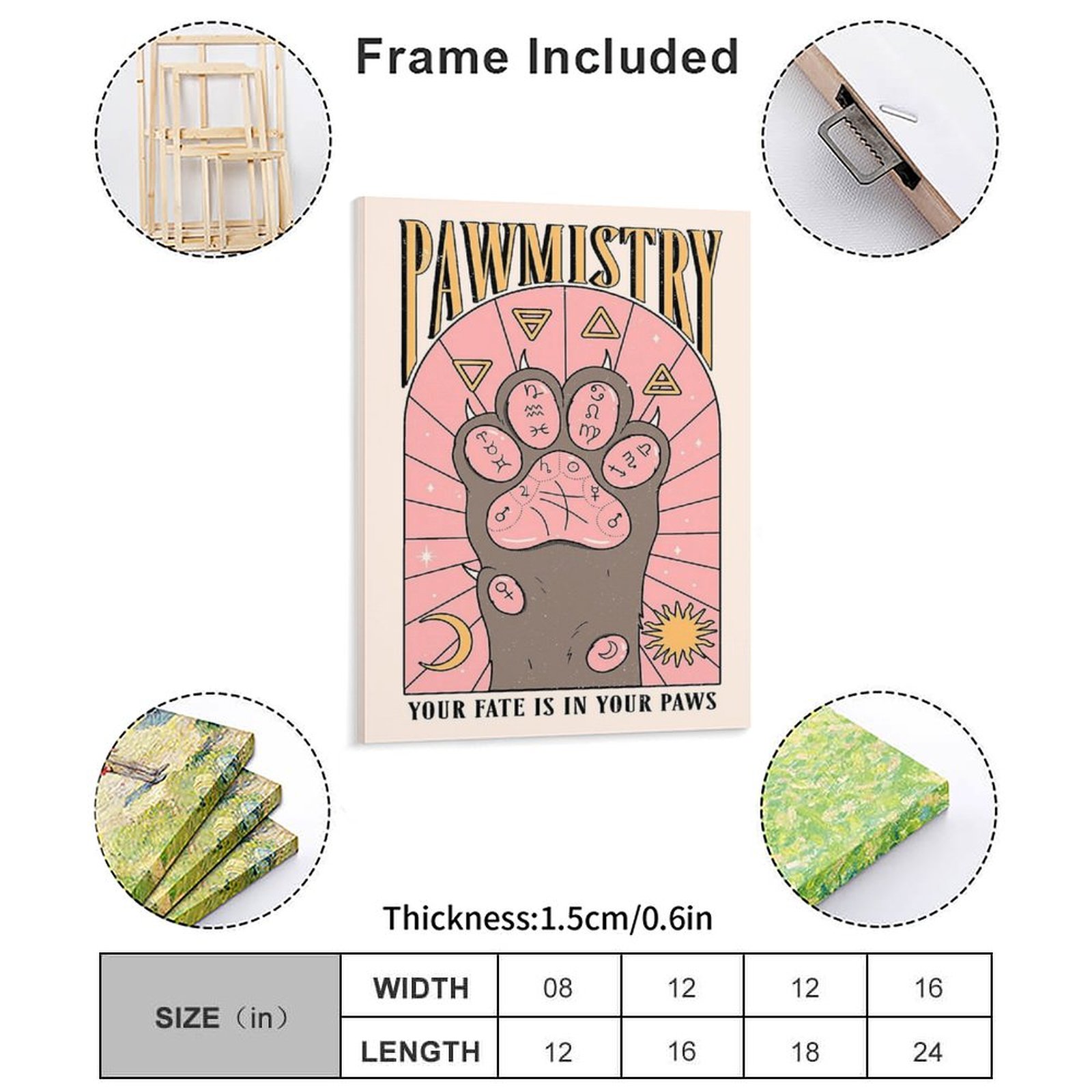 Pawmistry ภาพวาดผ้าใบโปสเตอร์  - Home Decor Mirror บทวิจารณ์และราคา