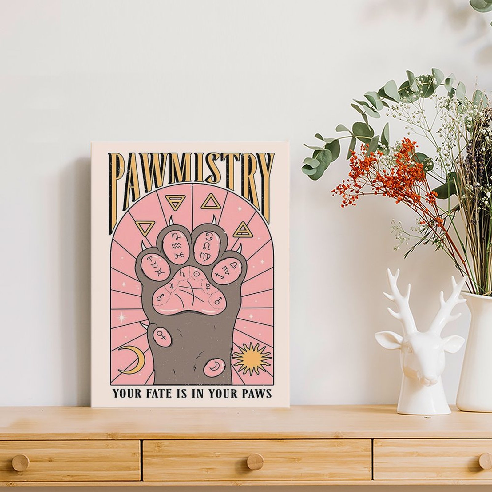 Pawmistry ภาพวาดผ้าใบโปสเตอร์  - Home Decor Mirror บทวิจารณ์และราคา